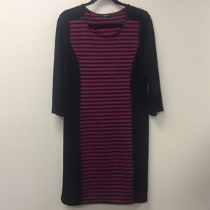 Spence Striped Dress w/ Slimming Black Side Panels